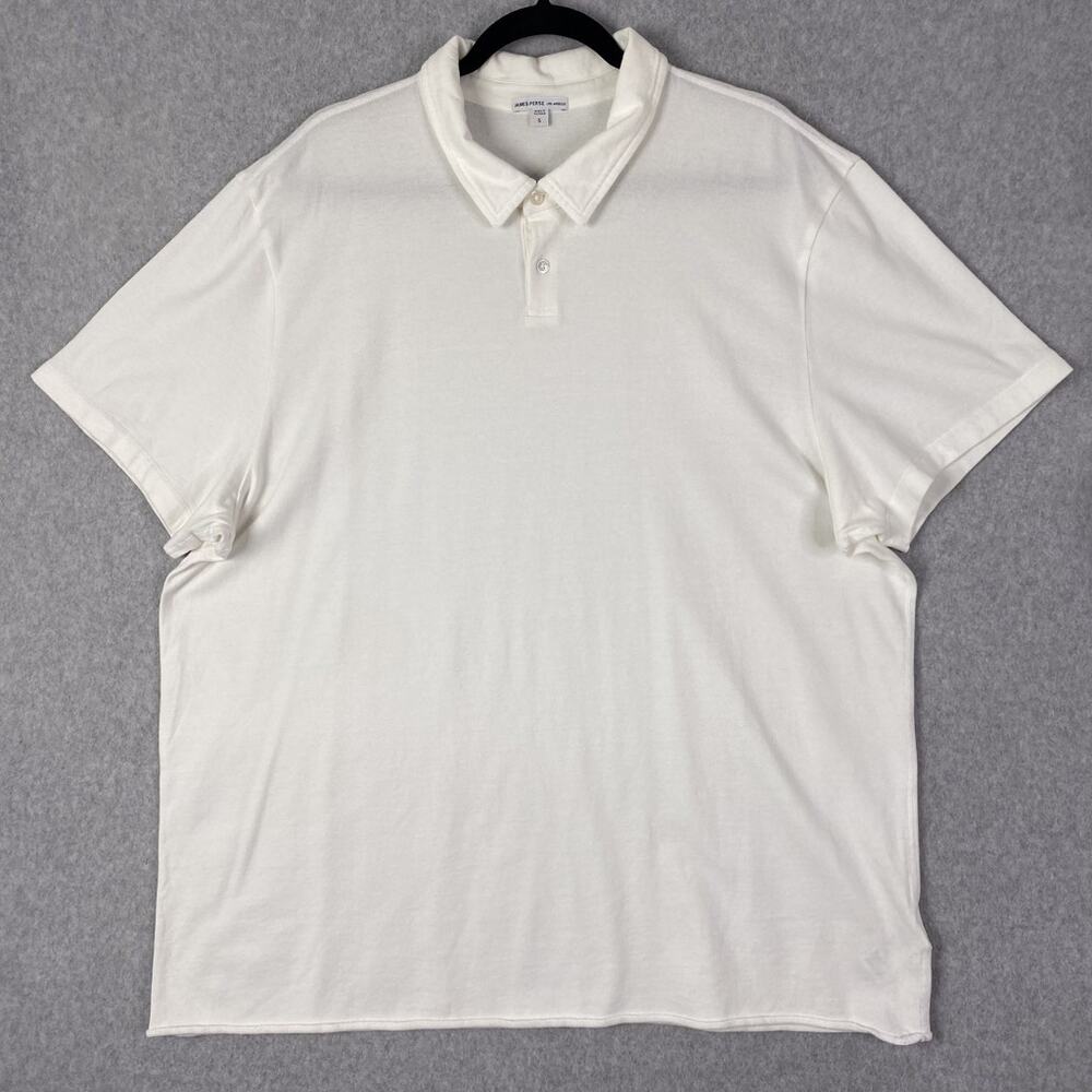 James Perse Shirt Mens 5 XXL White Crisp Cotton Terry Polo